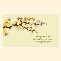 Cherry Blossom Custom Business Cards (yellow) business cards