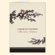 Cherry Blossom Custom Thank You Card (black) cards