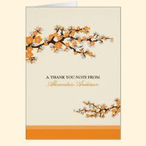 Cherry Blossom Custom Thank You Card (orange) cards