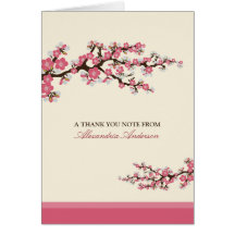 Cherry Blossom Custom Thank You Card (pink)