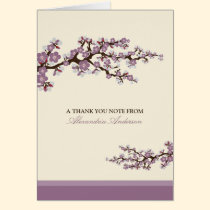 Cherry Blossom Custom Thank You Card (purple) cards