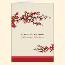 Cherry Blossom Custom Thank You Card (red) cards
