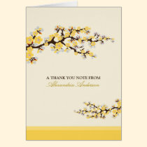 Cherry Blossom Custom Thank You Card (yellow) cards