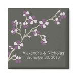 Cherry Blossom Designer Wedding Favor (plum) Fridge Magnets