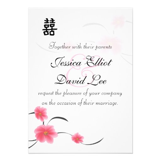 Cherry Blossom Double Happiness Wedding Collection Personalized Announcement