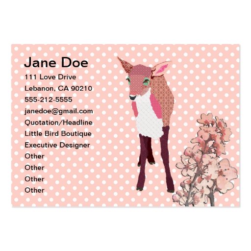 Cherry Blossom Fawn Business Cards (front side)