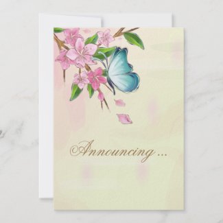 Cherry Blossom Floral Wedding Annoucement invitation