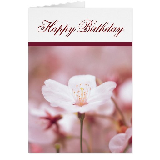 Cherry Blossom Flower Happy Birthday Greeting Card | Zazzle