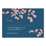 Cherry Blossom Garden (Navy) RSVP w/ envelopes Personalized Announcements