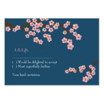 Cherry Blossom Garden (Navy) Wedding RSVP Card business cards