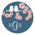 Cherry Blossom Garden (Pink Navy) Wedding Stickers