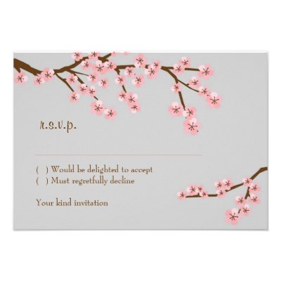 Cherry Blossom Garden RSVP w/ envelopes Custom Invite