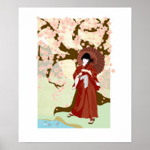 cherry blossom geisha posters