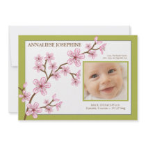 Cherry Blossom Girl Birth Announcement : baby lime invitations
