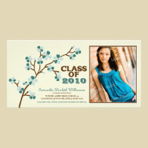 Cherry Blossom Graduation Announcement (sage) photo cards