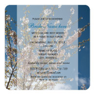 cherry blossom in blue sky bridal shower invitatio personalized announcement