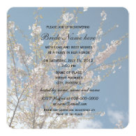 cherry blossom in blue sky bridal shower invitatio custom announcement