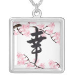 Cherry Blossom Kanji Happiness Necklace