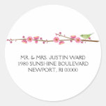 cherry blossom love bird; address stickers