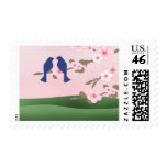 Cherry Blossom Love Bird Wedding Postage postage