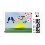 Cherry Blossom Love Bird Wedding Postage postage