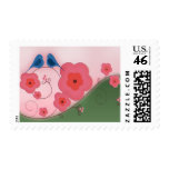 Cherry Blossom Love Bird Wedding Postage postage