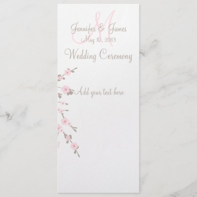 Cherry Blossom Marriage Ceremony Program Cards Invitation by monogramgallery