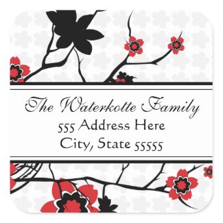 Cherry Blossom Modern Address Labels Square Sticker