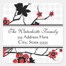 Cherry Blossom Modern Address Labels Square Sticker