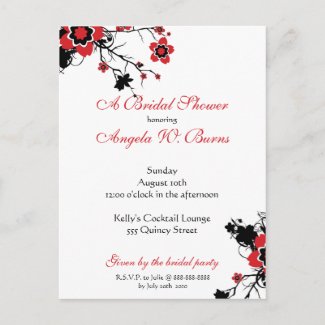 Custom Postcards on Cherry Blossom Modern Custom Bridal Shower Postcard