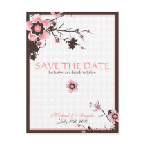 Cherry Blossom Modern Custom Save The Date postcards