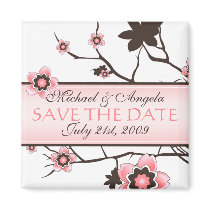 Cherry Blossom Modern Save The Date magnets