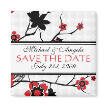 Cherry Blossom Modern Save The Date magnets