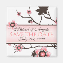 Cherry Blossom Modern Save The Date magnets