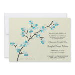 Cherry Blossom Modern Wedding Invitation :: aqua