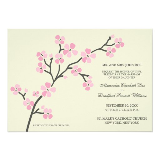 Cherry Blossom Modern Wedding Invitation :: pink