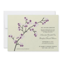 Cherry Blossom Modern Wedding Invitation :: purple