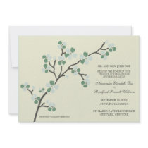 Cherry Blossom Modern Wedding Invitation :: sage