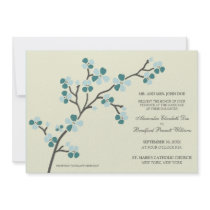Cherry Blossom Modern Wedding Invitation :: teal