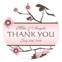 Cherry Blossom Modern Wedding Thank You Stickers