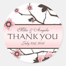 Cherry Blossom Modern Wedding Thank You Stickers