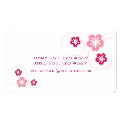 Cherry Blossom Mom Calling Card Business Card (back side)