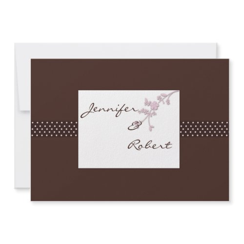 Cherry Blossom on Brown Polka Dot Invitation invitation