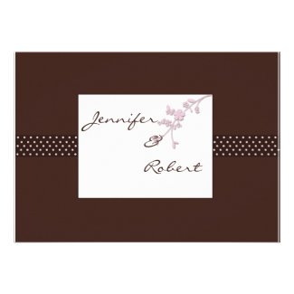 Cherry Blossom on Brown Polka Dot Invitation