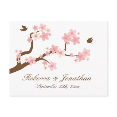 Cherry Blossom on white RSVP postcard