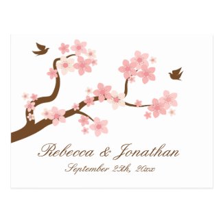 Cherry Blossom on white RSVP postcard