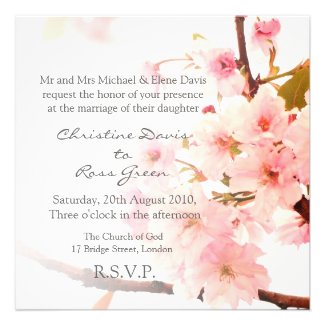 Cherry blossom personalized wedding invitation
