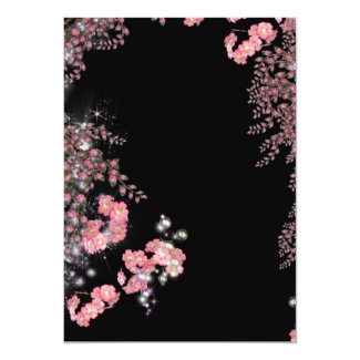 Cherry Blossom Pink and Black Fantasy Note Paper 5x7 Paper Invitation Card