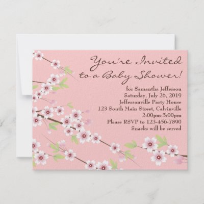 Baby Shower Invitations Brown  Pink on Cherry Blossom Pink   Brown Baby Shower Custom Invitations From Zazzle