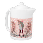 Cherry Blossom Pink Fawn Pokadot Teapot